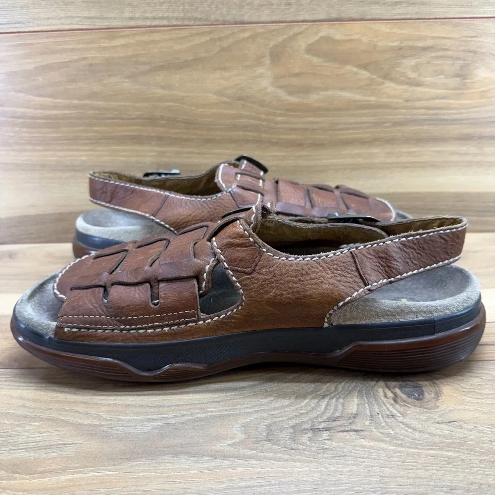 Dr Martens‎ Fisherman Sandals Mens 11 Y2K Brown Leather Slip On 8B52